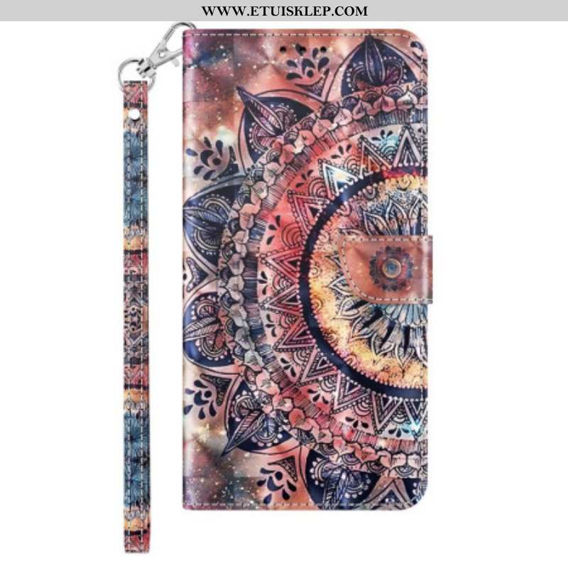 Etui Folio do iPhone 14 z Łańcuch Pro Kolorowa Mandala Z Paskami